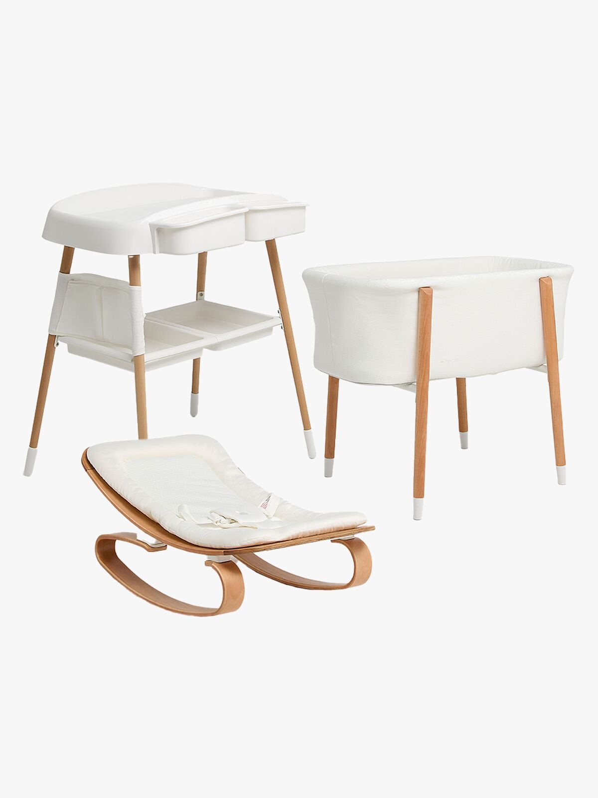 Beemoo Nordic Spjälsäng, Skötbord & Babysitter, White/Wood