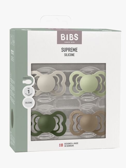 BIBS Supreme Napp 4-Pack Silikon Stl 1, Sand/Sage/Huntergreen/Dark Oak
