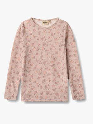 Wheat Alfie Långärmad Topp Merinoull, Lilac Flowers