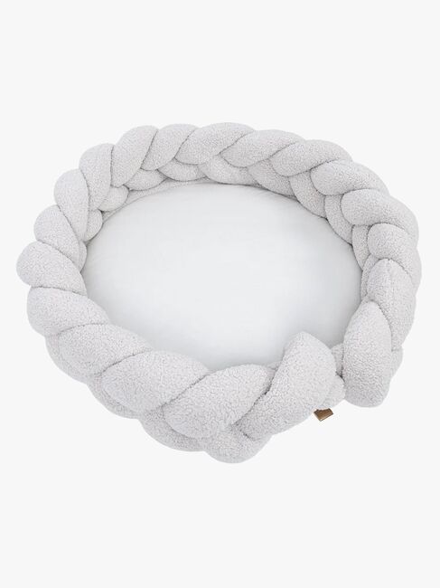 MeowBaby Bearly Babynest med Flätat Skydd & Lekmatta, Offwhite
