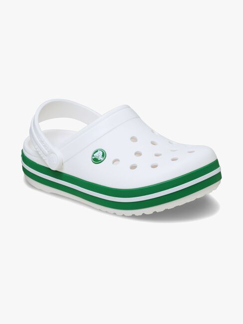 Crocs Crocband Kids Tofflor, White/Green Ivy