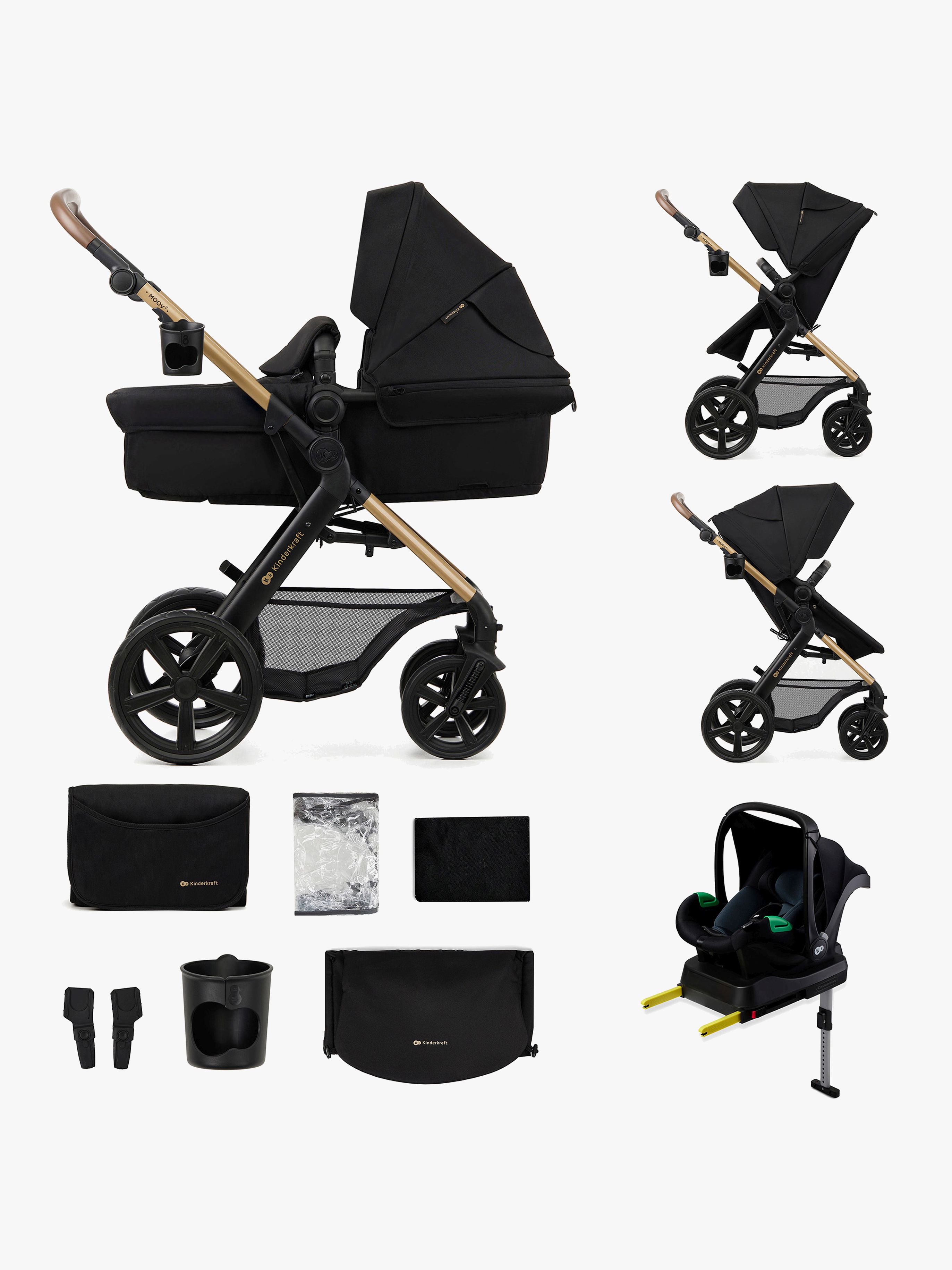 Kinderkraft MOOV 2 4-in-1 Duovagn, Pure Black