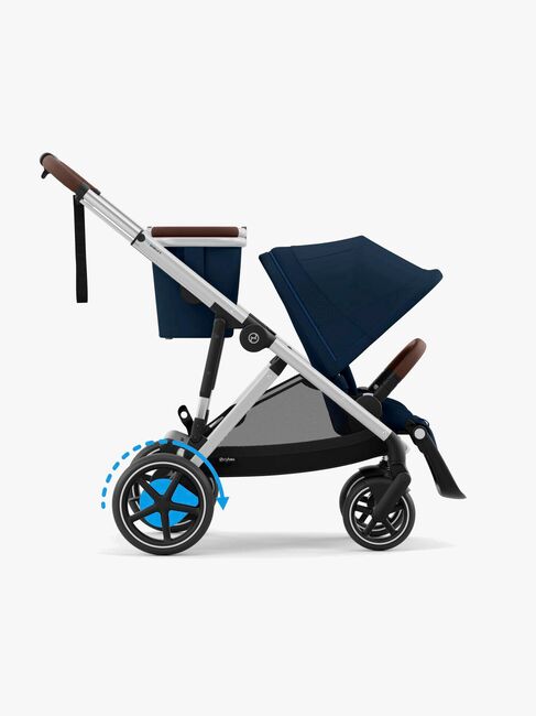 Cybex e-Gazelle S Tvillingvagn, Ocean Blue/Silver