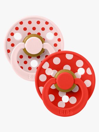 BIBS Studio Colour Polka Napp 2-Pack Latex Stl 1 Anatomisk, Blossom/Candy Apple