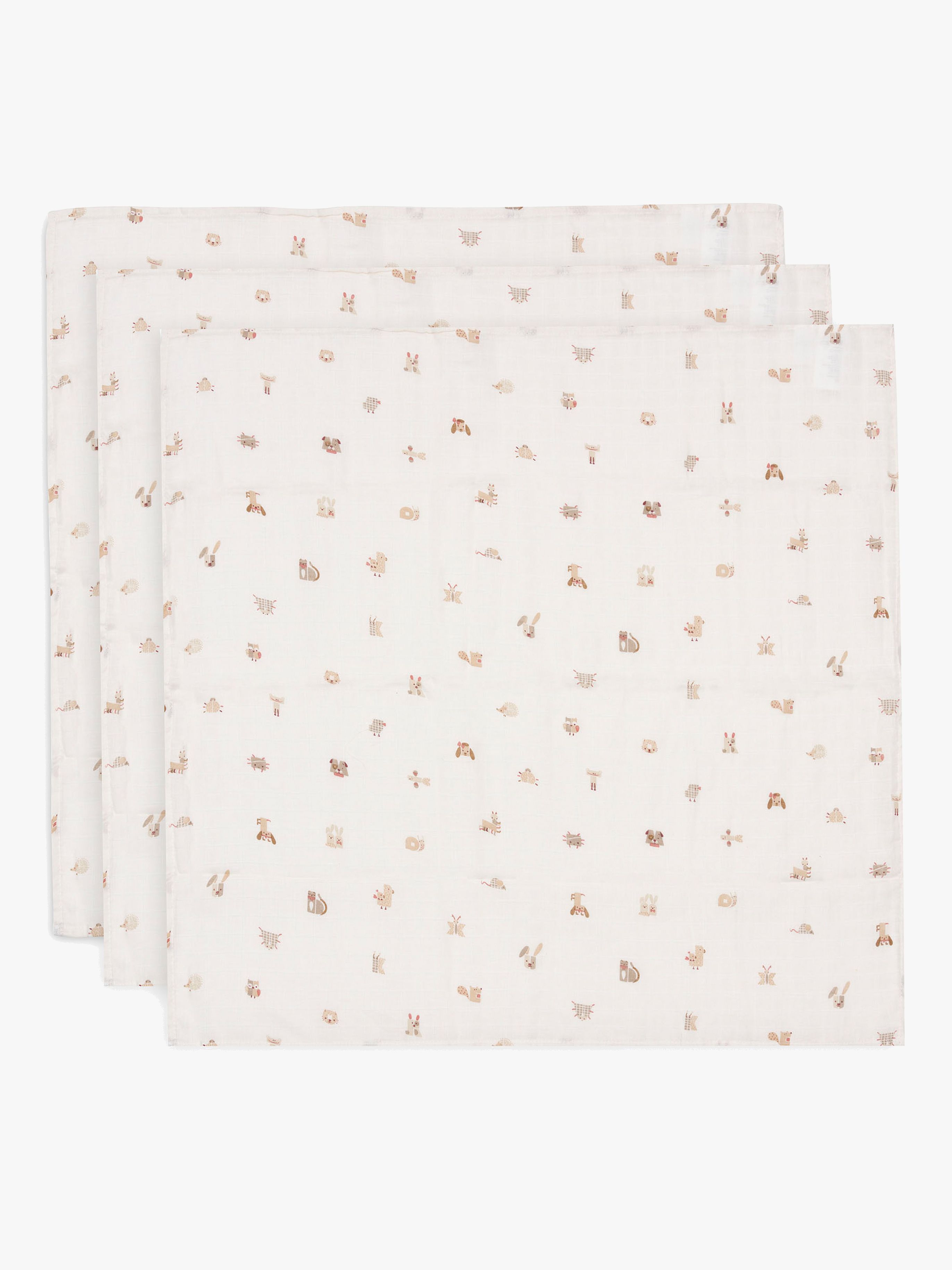 Jollein Muslinfilt 70×70 cm 3-Pack Animal Friends