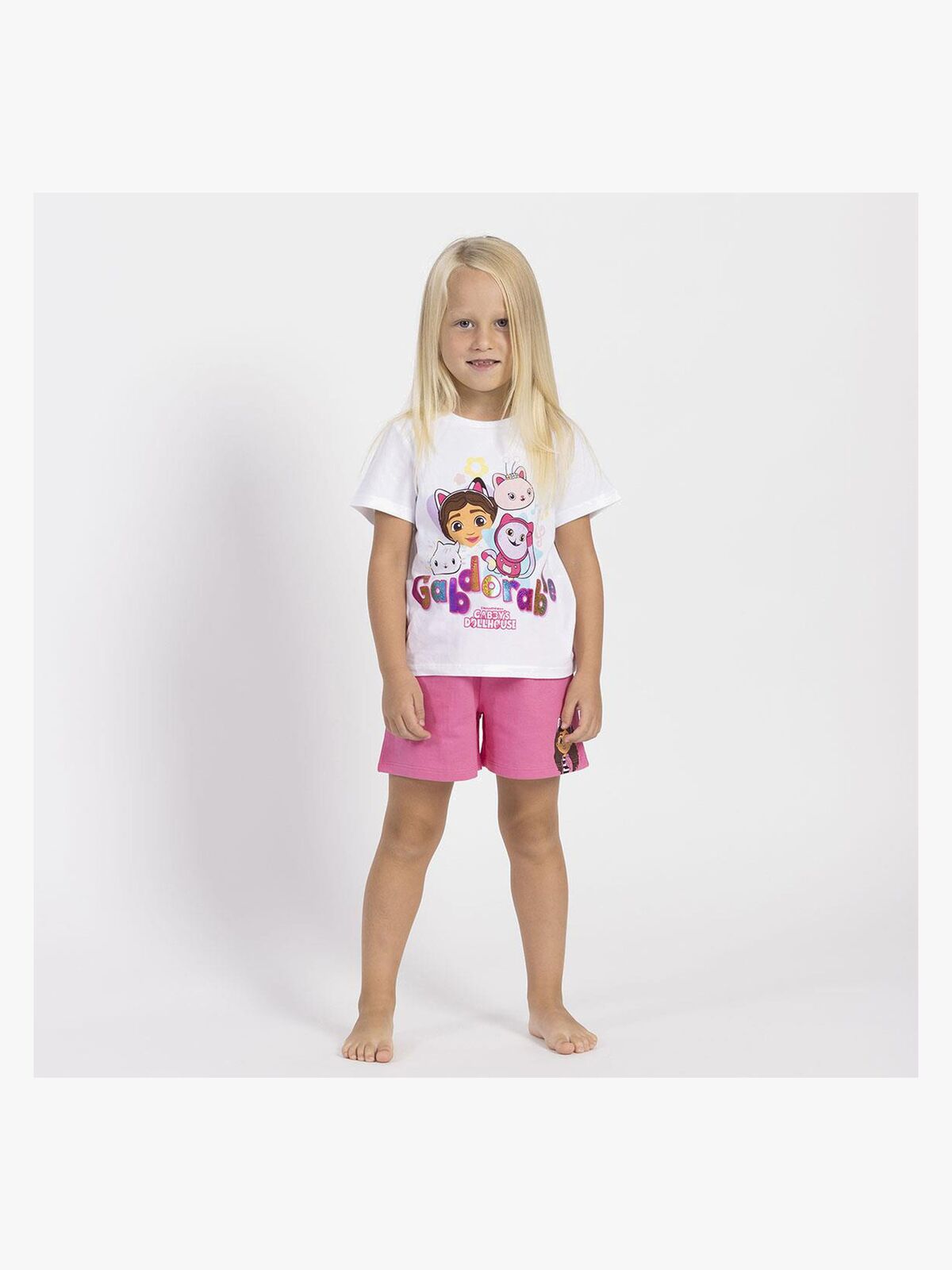 Gabby's Dollhouse T-shirt & Shorts Set, Vit/rosa