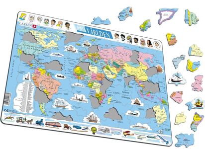 Larsen Världskarta Rampussel 107 Bitar
