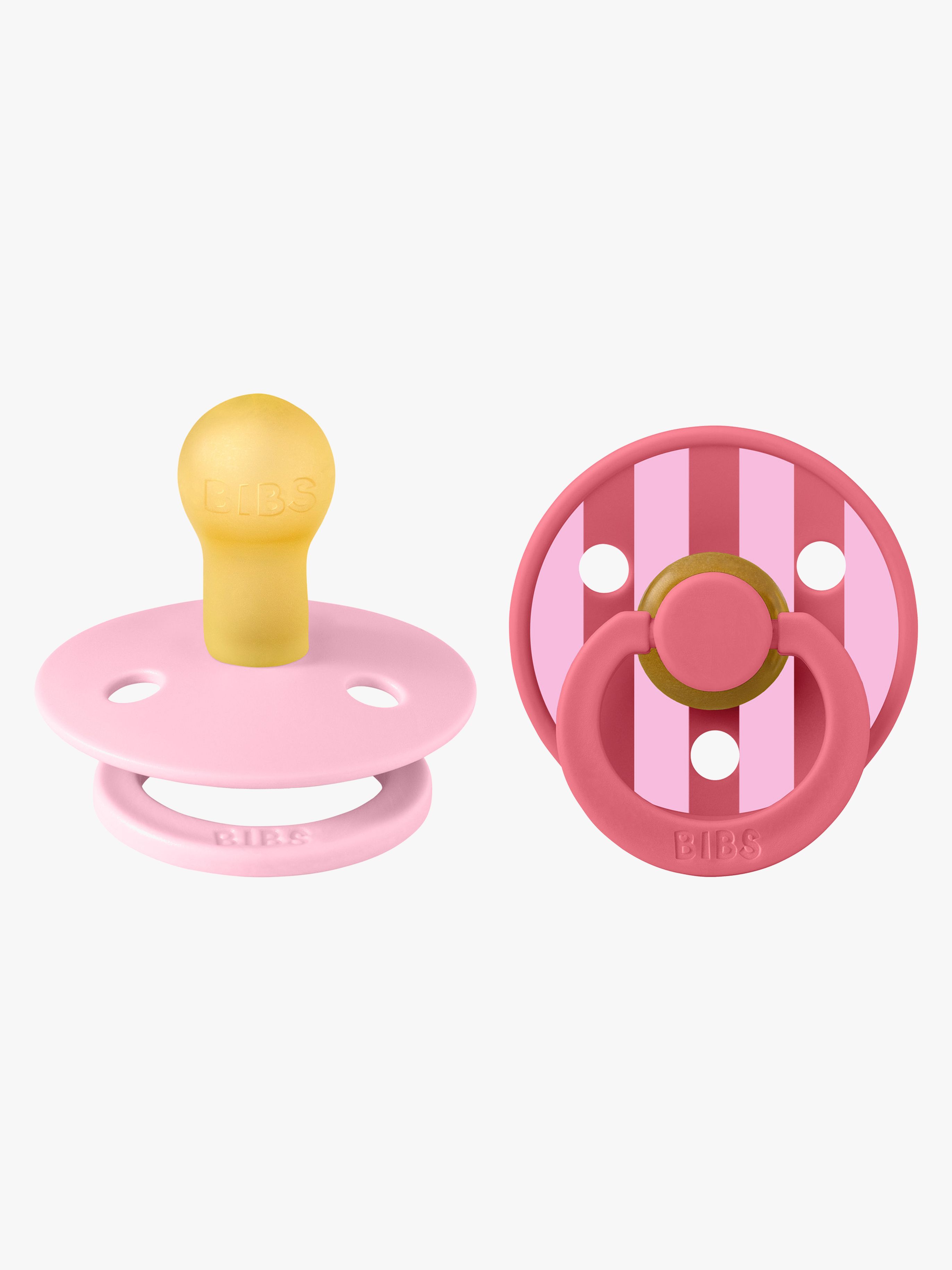 BIBS Studio Colour Block Napp 2-Pack Latex Stl 1, Baby Pink Coral Mix