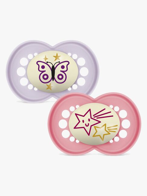 MAM Orginal Night Nappar Silikon 2-Pack 6-16m, Rosa