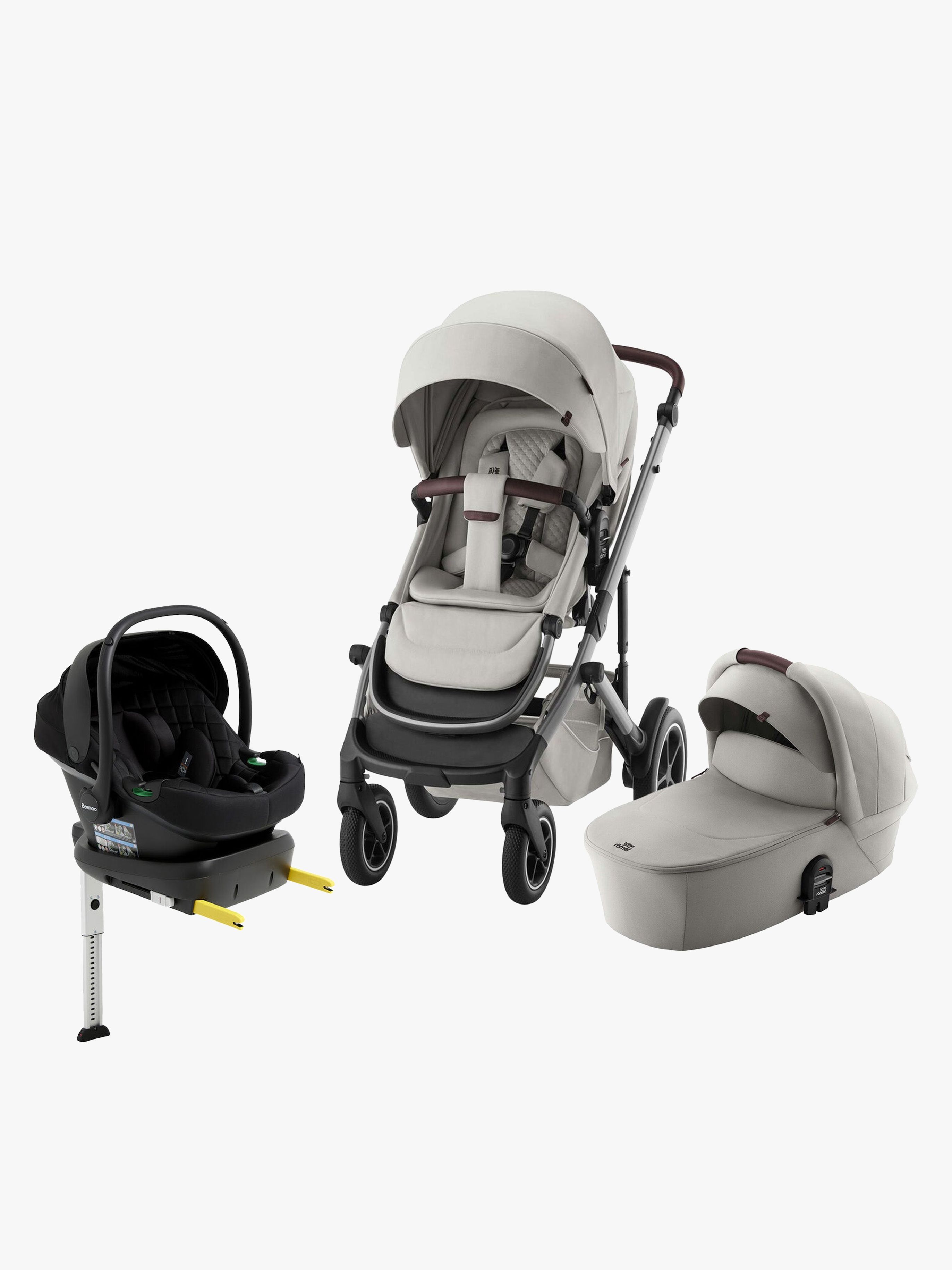 Britax Römer Smile 5Z Duovagn inkl. Beemoo Route Babyskydd &  Bas, Linen Grey/Black Stone