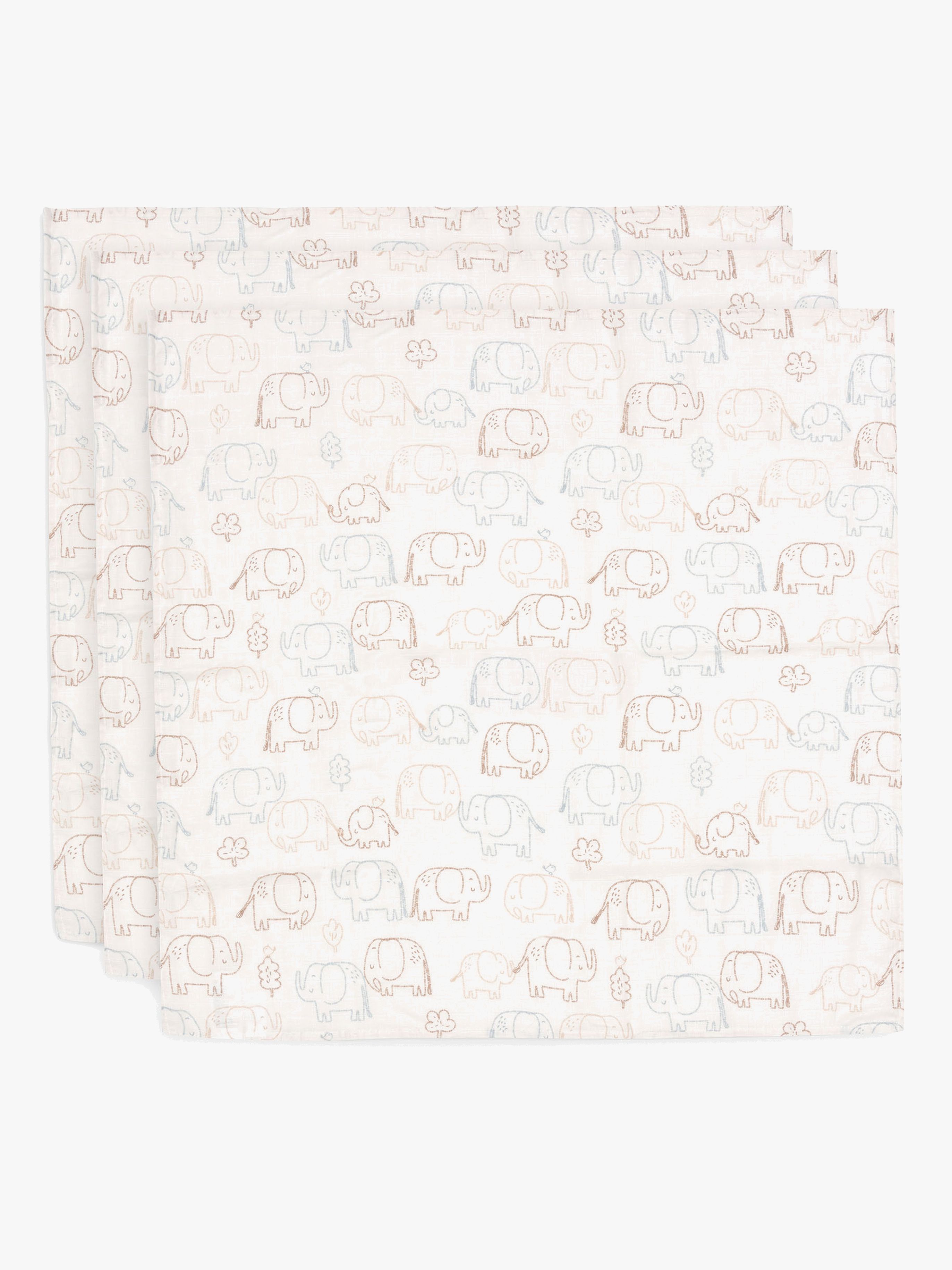 Jollein Muslinfilt 70×70 cm 3-Pack Elephant Tales