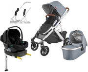 UPPAbaby VISTA V2 Duovagn inkl. Beemoo Route Babyskydd & Bas, Gregory Blue/Black Stone