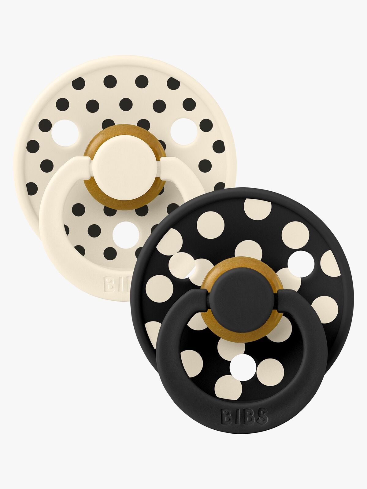 BIBS Studio Colour Polka Napp 2-Pack Latex Stl 1, Ivory/Black