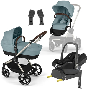 Cybex EOS Lux Duovagn inkl. Maxi-Cosi CabrioFix & Bas, Taupe/Sky Blue