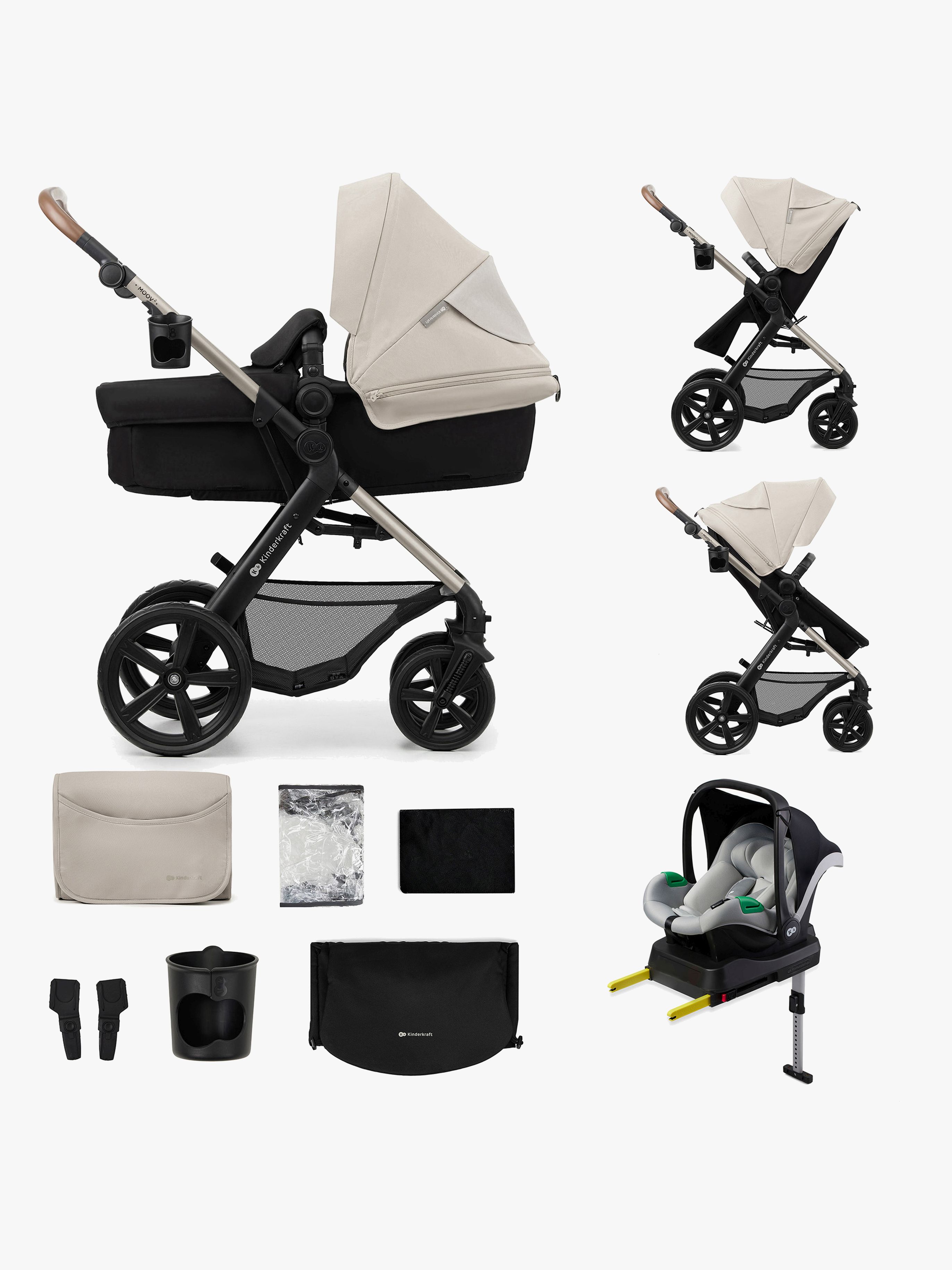 Kinderkraft MOOV 2 4-in-1 – duovagn från nyfödd med i-Size babyskydd