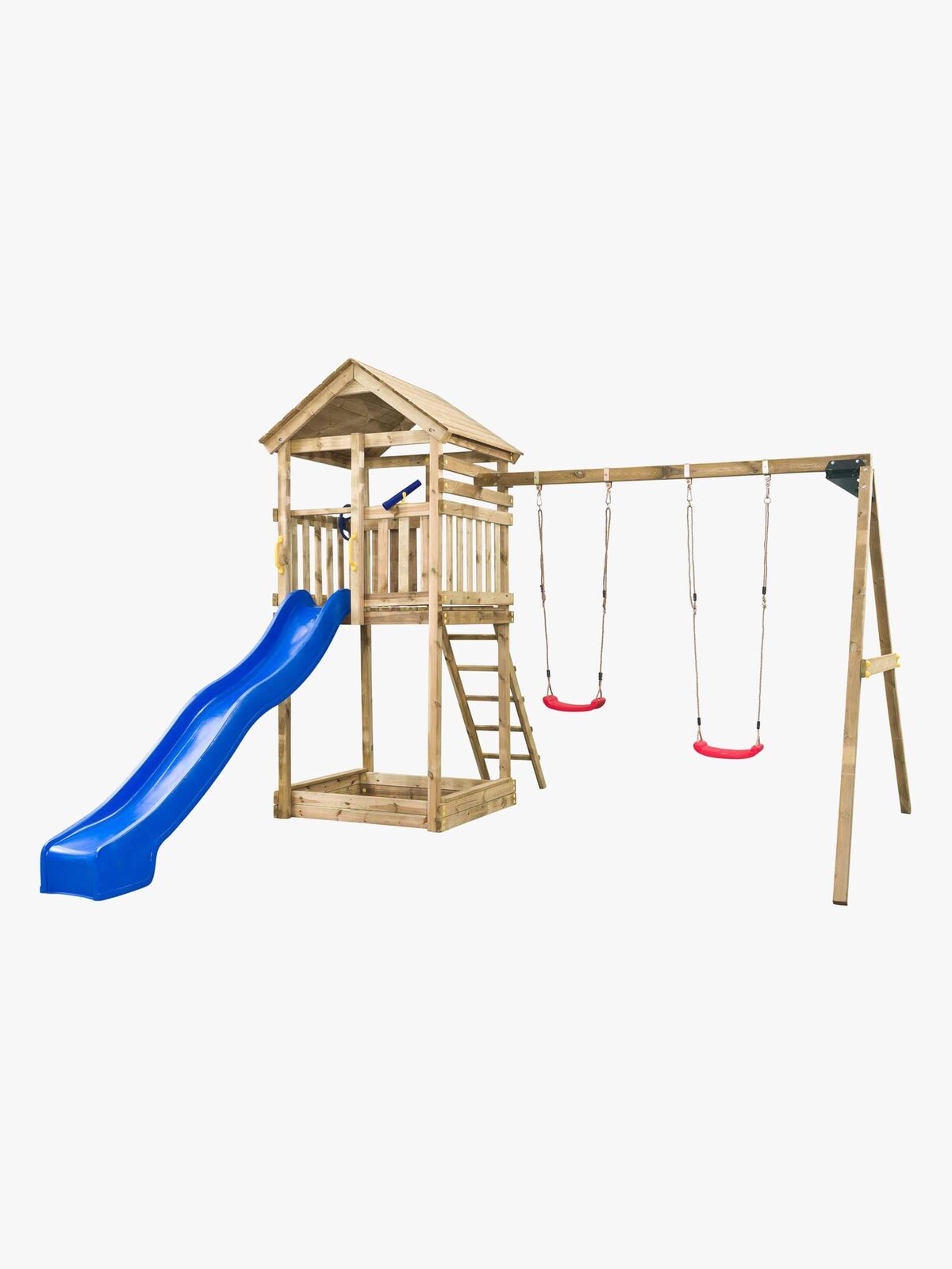 Swing King Daan Lekställning med Blå Rutschkana