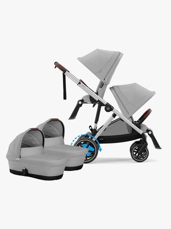 Cybex e-Gazelle S Tvillingvagn, Stone Grey/Silver