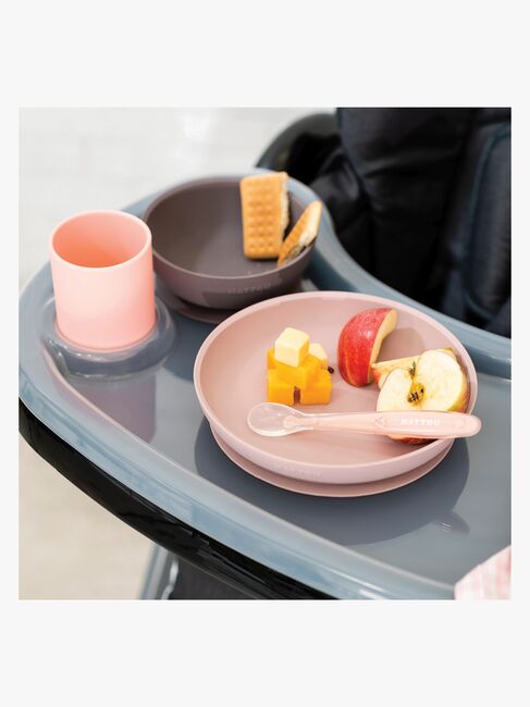 Nattou Soft Silicone Matset 4 delar, Rosa/Aubergine