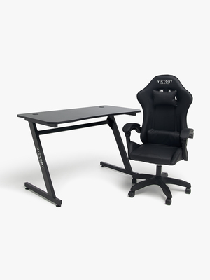 Victory Mission Gaming-Stuhl inkl. Tisch, Schwarz