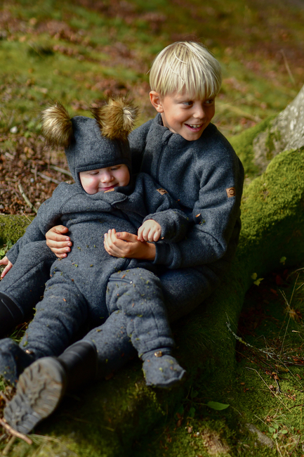 Mikk-Line Ullfleecejacka Barn, Anthracite Melange