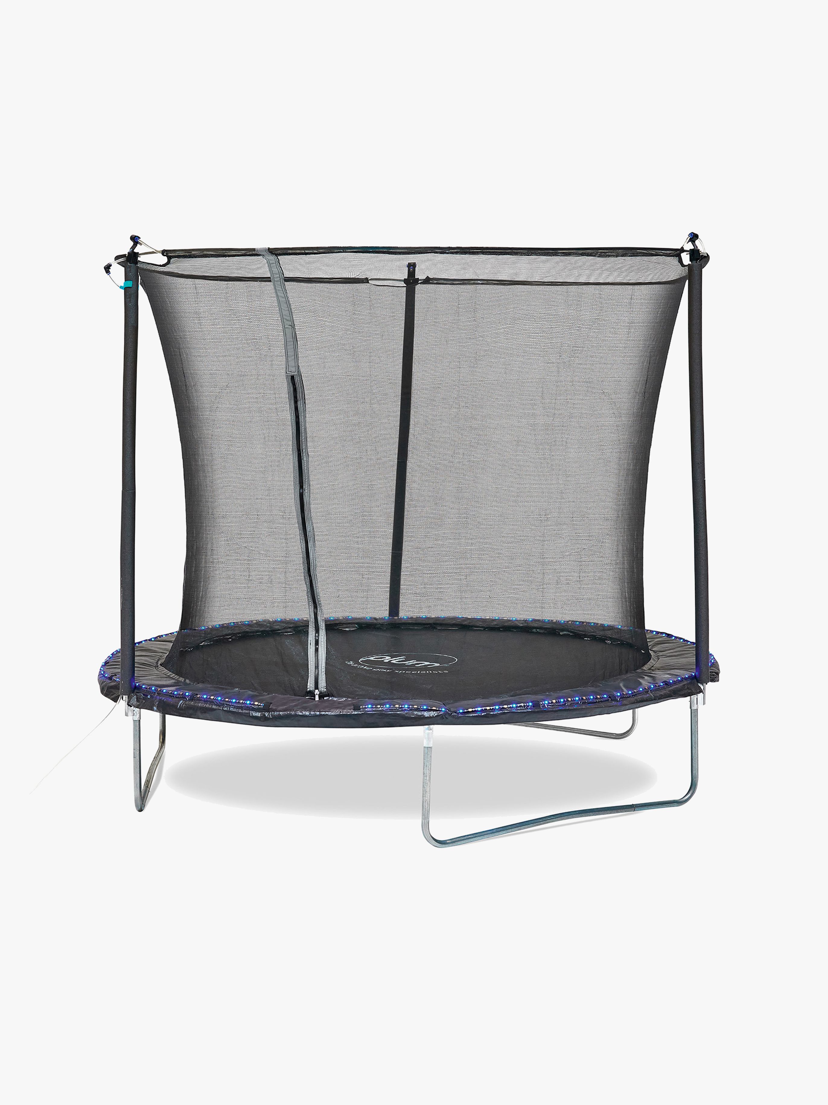 Plum Fun Studsmatta 244 cm – LED-ljus, dimma och Springsafe-skydd