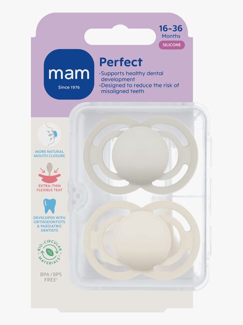 MAM Perfect Napp Silikon 2-Pack 16-36m, Neutral