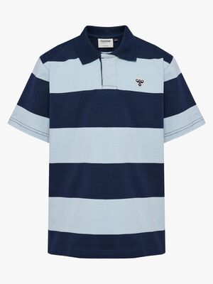 Hummel JR Loose Striped Polohemd, Dress Blue