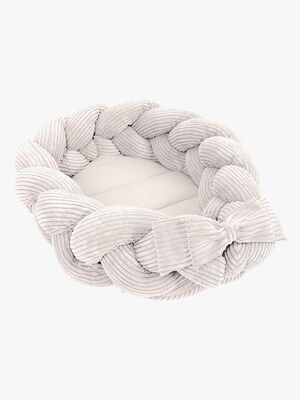 MeowBaby Aesthetic Babynest med Flätat Skydd, Ecru