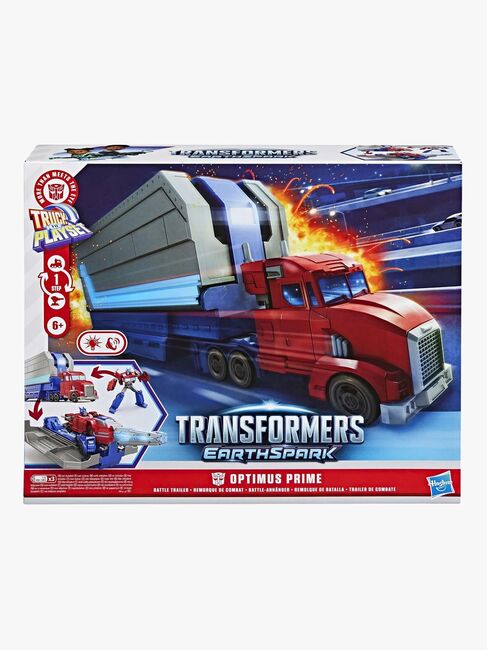 Transformers EarthSpark Optimus Prime-figur med Släp