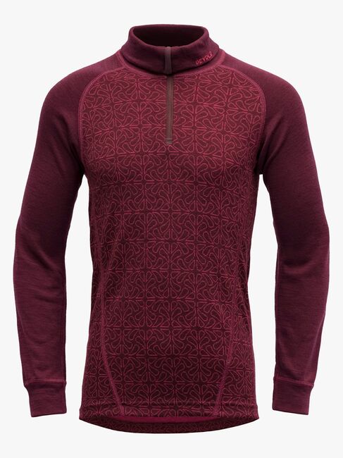 Devold DUO ACTIVE MERINO ZIP NECK Tröja Merinoull JR, Port