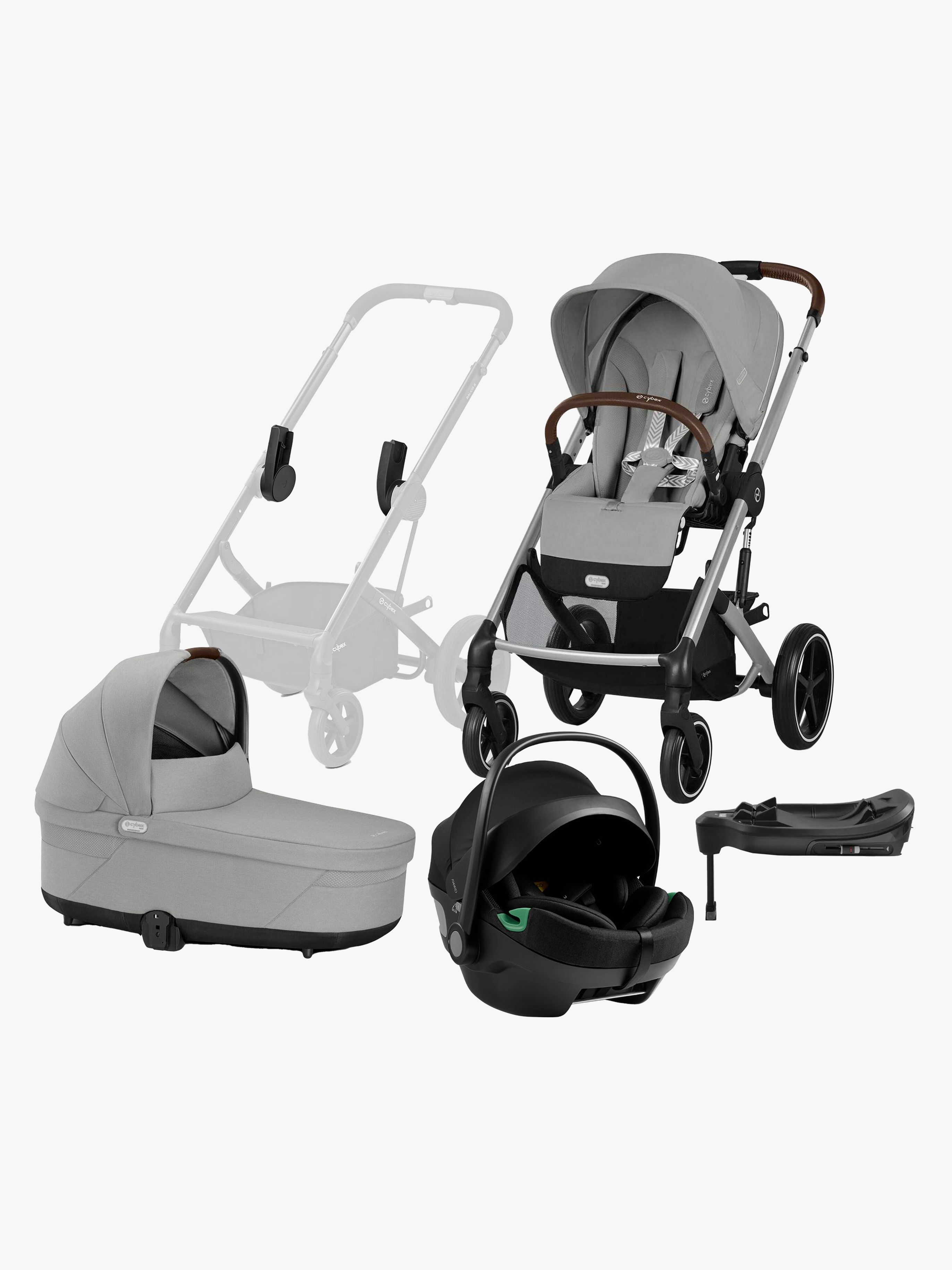 Cybex BALIOS S Lux Duovagn inkl. Axkid GOKID Babyskydd &  Bas, Stone Grey