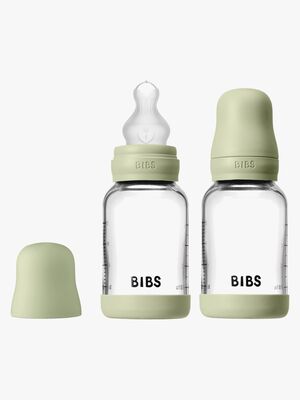 BIBS Slow Flow Glas Nappflaska Silikon 2-Pack 120 ml, Sage
