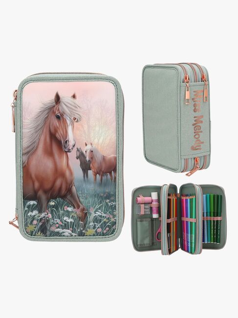 MissMelody Trippelpennfodral Romantic Fields, Grön