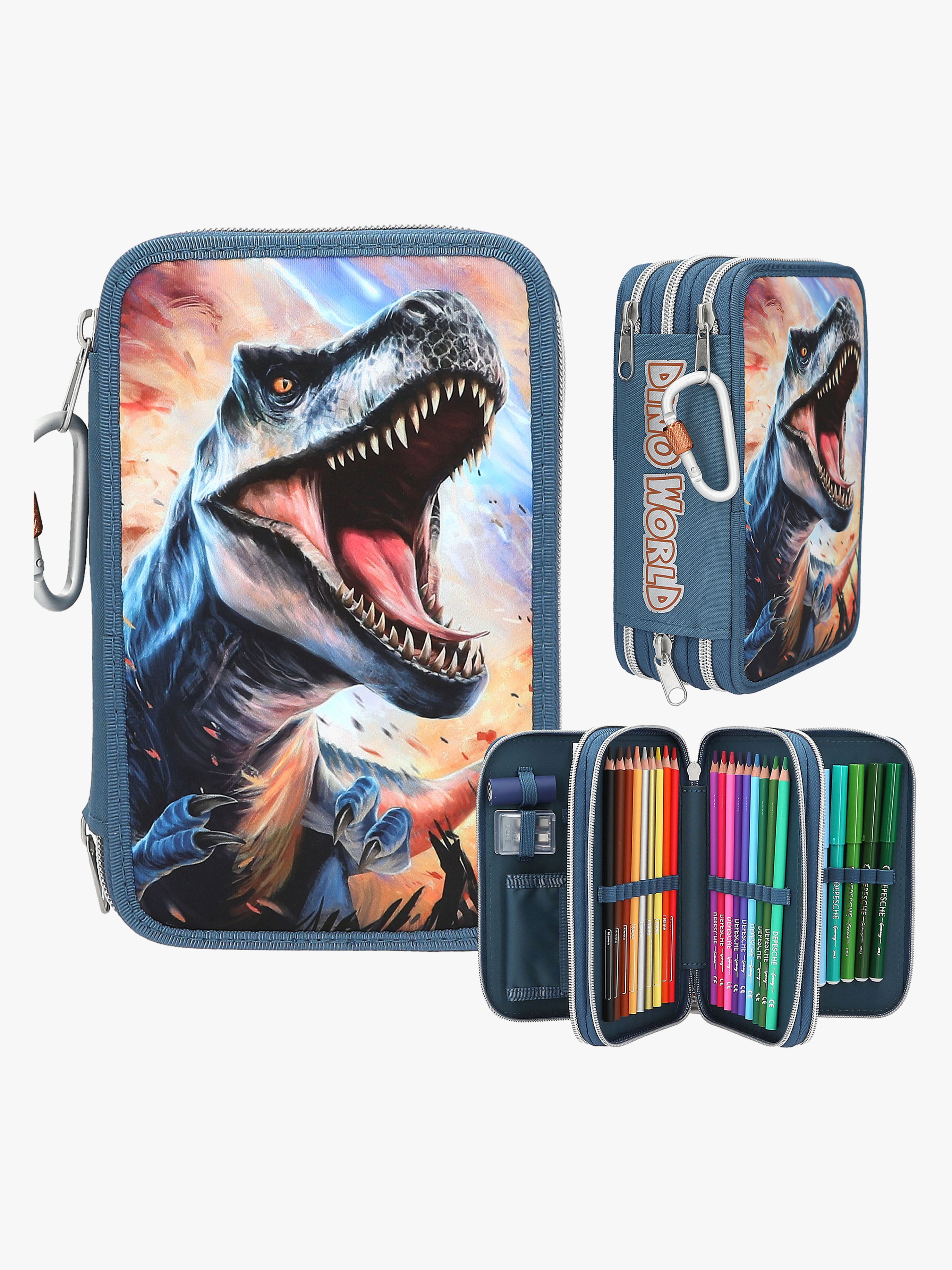 Dino World  Fyllt Trippelpennfodral