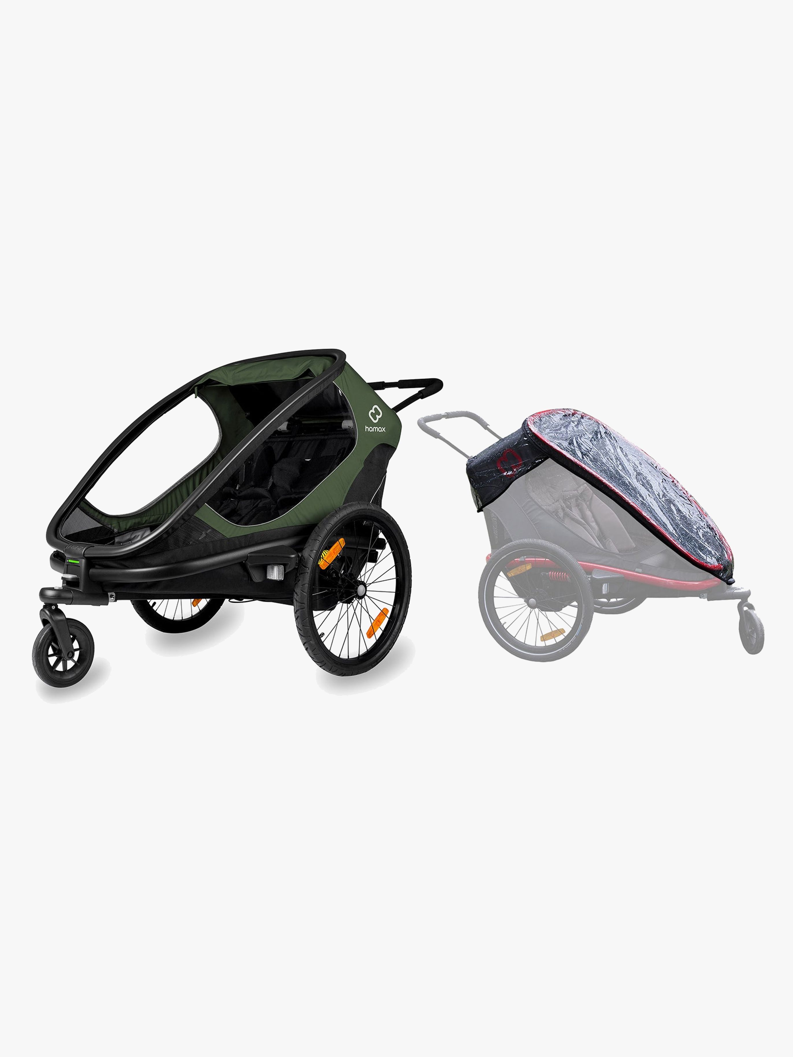 Hamax Outback Cykelvagn inkl. Regnskydd, Green/Black