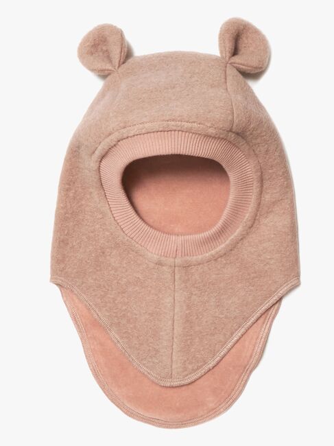 Huttelihut Balaklava Merinoull med Öron, Rose Melange