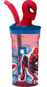 Marvel Spider-Man Vattenflaska 3D Figur Tumbler 360 ml, Röd/Blå