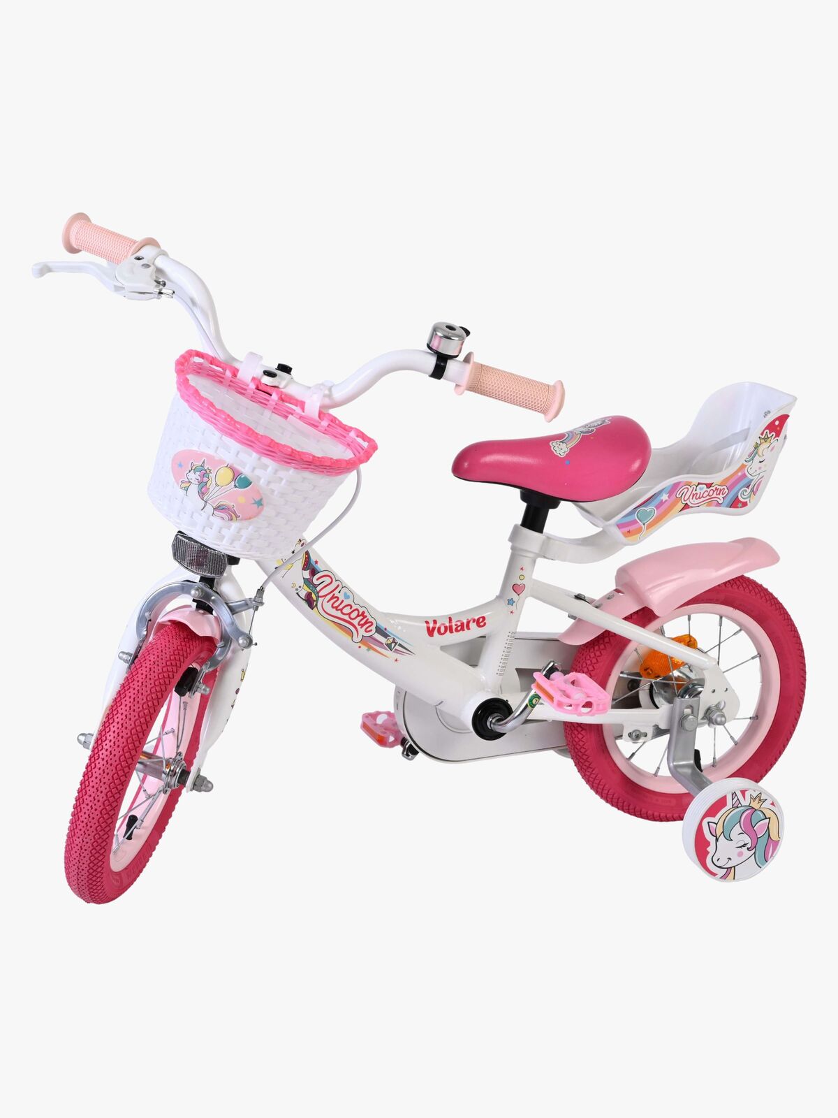 Volare Unicorn Cykel 12 Tum, Vit