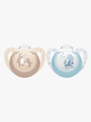 NUK First Choice Classic Napp 2-Pack Stl 1, Bear/Seahorse