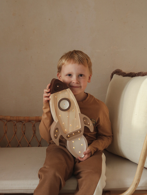 Little Lights Lampa Rymdraket, Cappucino Wood