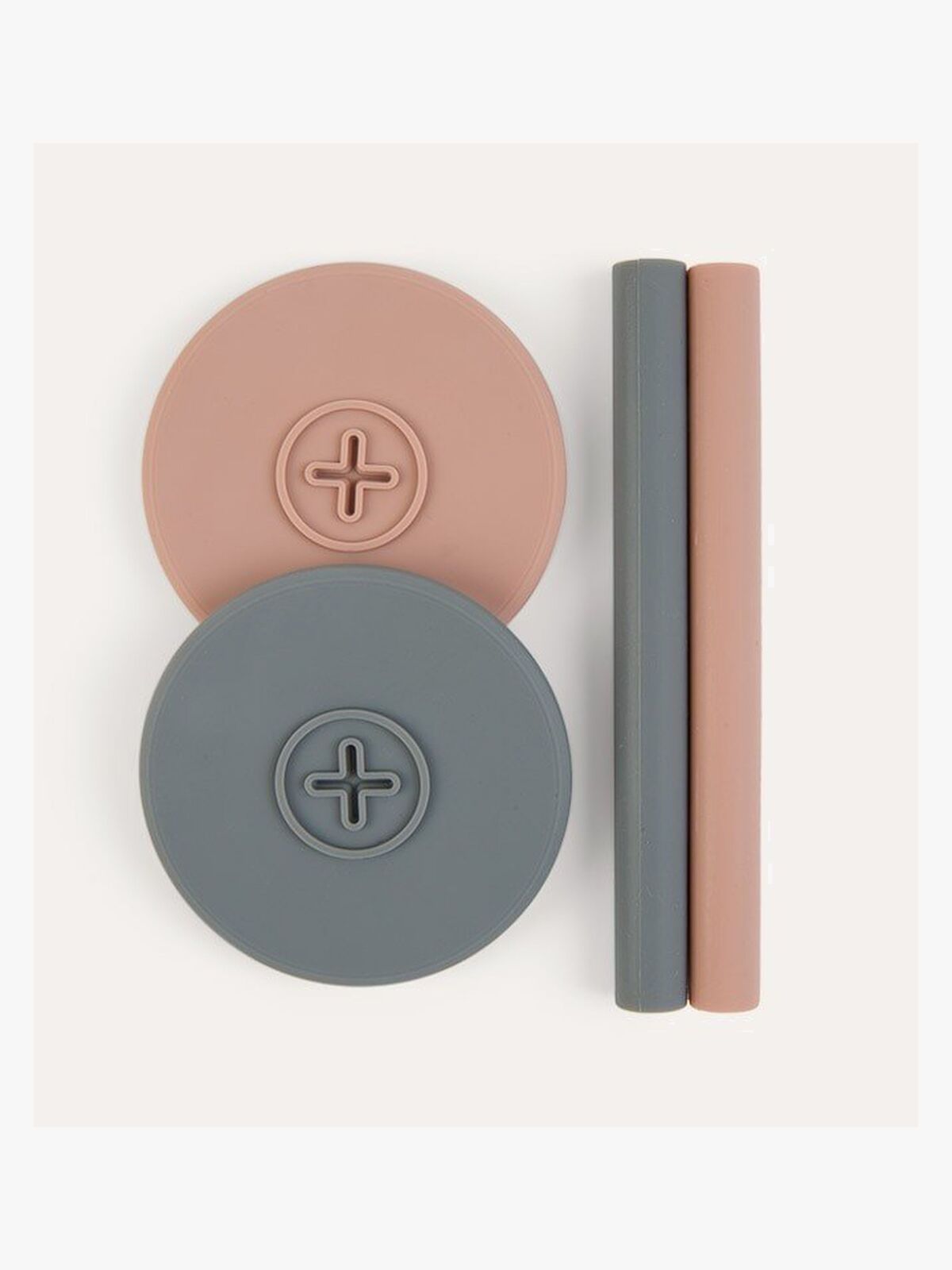 COGNIKIDS Sip Sugrör & Lock 2-pack, Slate Grey/Blush