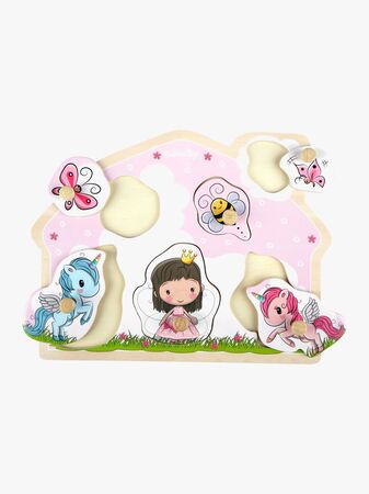 Barbo Toys Knoppussel Prinsessa & Enhörning i Trä Lillie & Ellie 6 Bitar