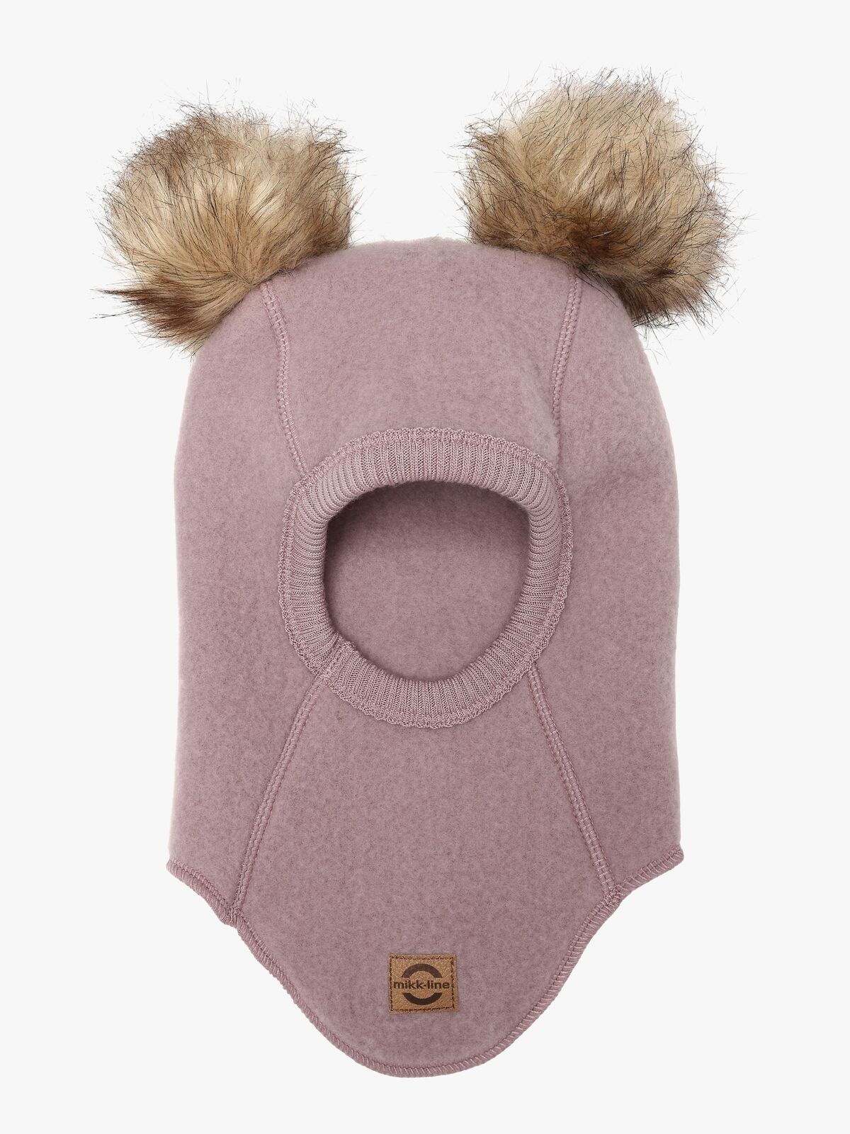 Mikk-Line Balaklava Merinoull med Pompoms, Twilight Mauve