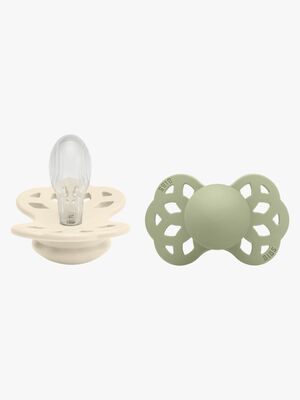BIBS Infinity Smokker 2-pack Silikon Str 2 Symmetrisk, Ivory/Sage