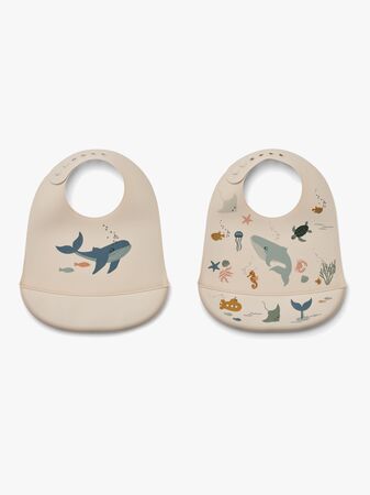 LIEWOOD Tilda Haklapp med Tryck 2-Pack, Sea Creature/Sandy