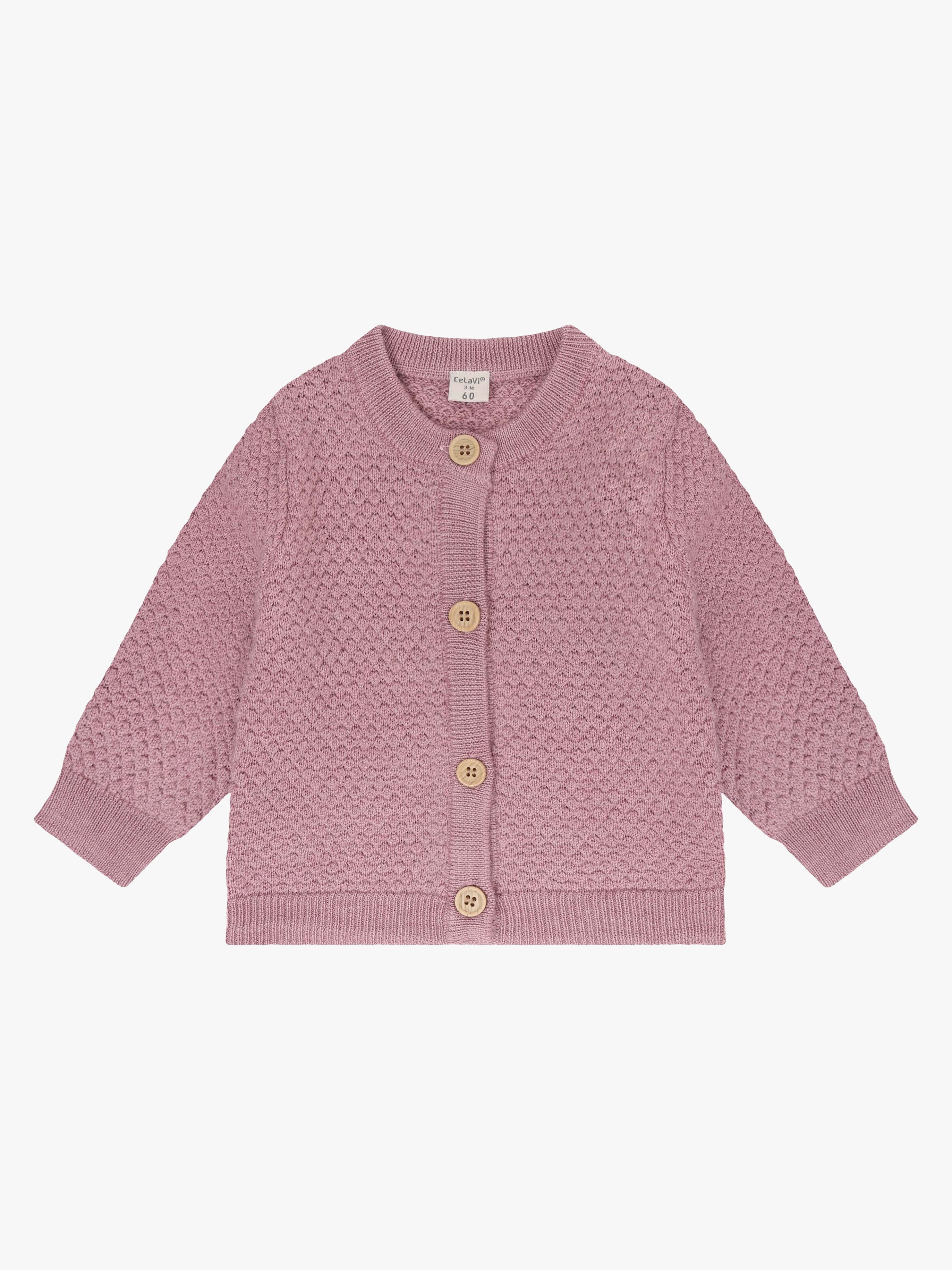 CeLaVi Stickad Kofta Merinoull, Lilas Melange, 60
