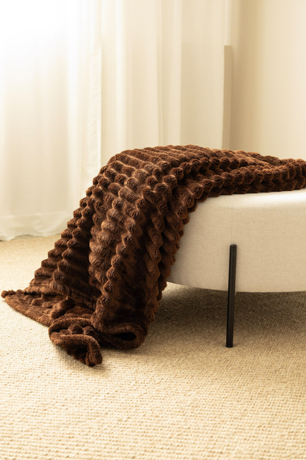 KMCarpets Stripe Pläd 130x170, Brun