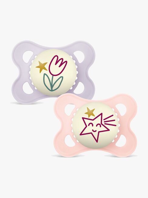 MAM Original Night Nappar Silikon 2-Pack 0-6m, Rosa
