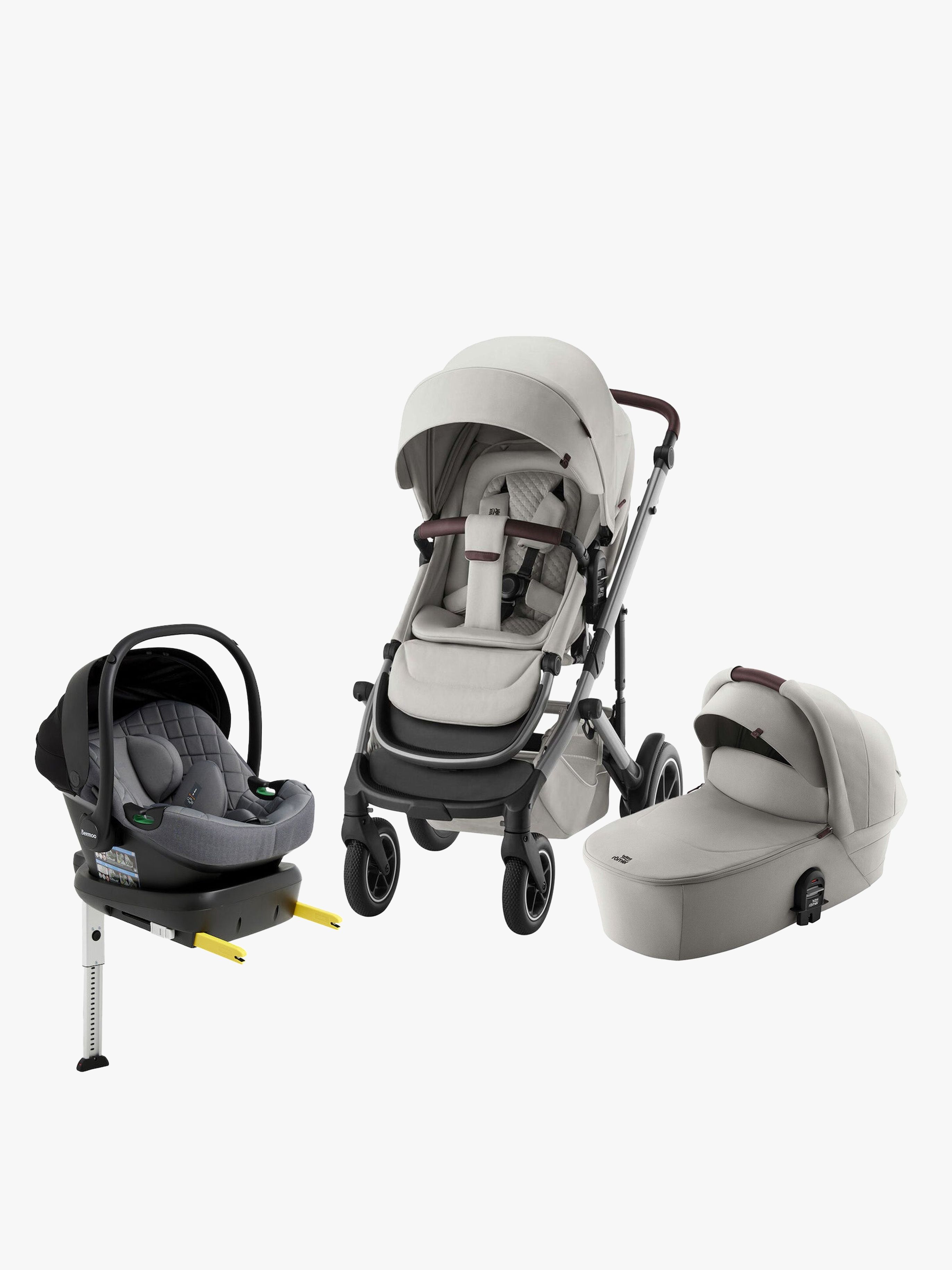 Britax Römer Smile 5Z Duovagn inkl. Beemoo Route Babyskydd &  Bas, Linen Grey/Mineral Grey