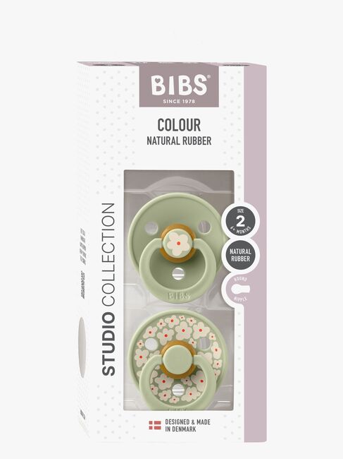 BIBS Studio Colour Napp 2-Pack Latex Stl 2 Rund, Jasmine/Sage Mix
